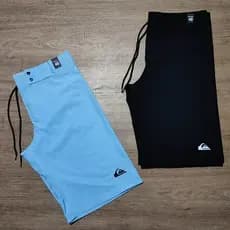 Kit com 2 Bermudas Elastano Tactel Preta/Azul BB Lisa