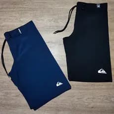 Kit com 2 Bermudas Elastano Tactel Preta/Azul Marinho Lisa