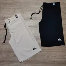 Kit com 2 Bermudas Elastano Tactel Preta/Bege Lisa