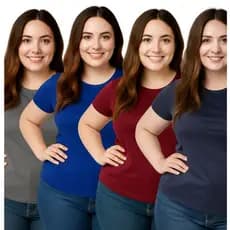 Kit 4 Camiseta Baby Look Plus Size Feminina Dry Fit Blusa Básica Academia- Treino.