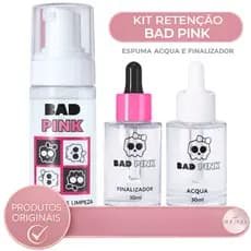 Kit Retenção Bad Pink para Extensão de Cílios - Espuma Finalizador e Aqua Primer