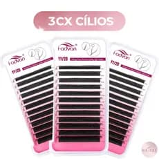 Kit 3 Caixas de Cílios YY Fadvan Volume Brasileiro Curvatura 0.07D Extensão de Cílios