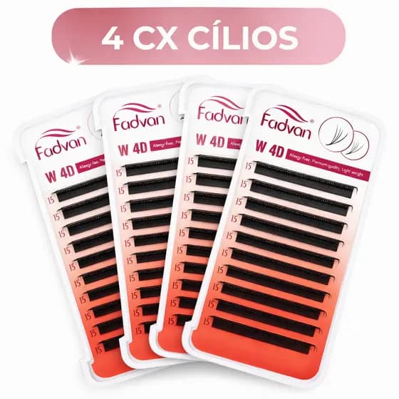 Kit 4 Cilios Fadvan 4DW  Extensão de Cílios 0,07D Fio Volume Egípcio