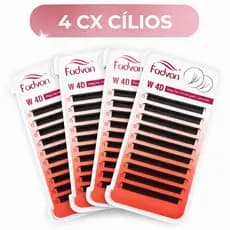 Kit 4 Cilios Fadvan 4DW  Extensão de Cílios 0,07D Fio Volume Egípcio