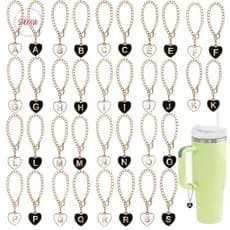 2PCS Carta Encantos Acessórios para Garrafa de Água, Pingente de Garrafa de Água em forma de Coração Personalizado SUGAW