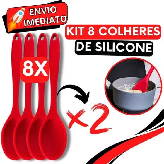 KIT 8 Colher de Arroz Silicone GRANDE Super Resistente Não Risca Panela para Casa Cozinha Restaurante Buffet 27cm