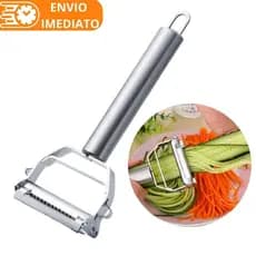 Descascador Fatiador 2 em 1 em Aço Inox Legumes Frutas Dupla Lâmina Móvel para Casa Cozinha Restaurante