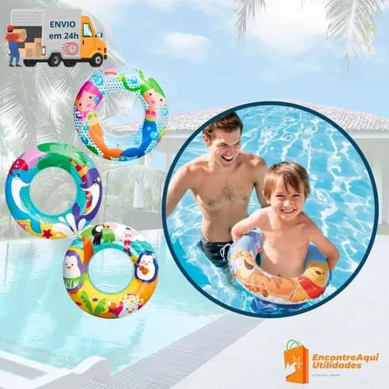Boia Circular Inflável Redonda de Piscina Mar 51 cm Estampas Variadas