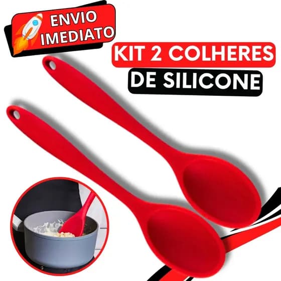 KIT Jogo 2 Colher de Arroz Silicone GRANDE 27cm Super Resistente Não Risca Panela para Casa Cozinha Restaurante Buffet