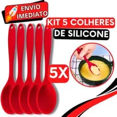 KIT Jogo 5 Colher de Arroz Silicone GRANDE 27cm Super Resistente Não Risca Panela para Casa Cozinha Restaurante Buffet