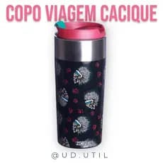 Copo Térmico Viagem Caveira Skull Cacique 300ml Com Vedação Para Café Chá e Mais