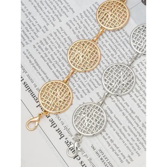 Cinto Feminino Elegante em Liga de Zinco com Design Redondo Acessório Vazado para Vestidos Ajusta