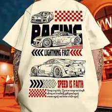 Camiseta Básica Unissex Carro Racing Lightning Fast Speed Is Faith Streetwear Jovem Lançamento Blusa 100% Algodão