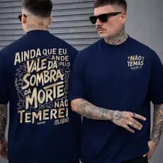 Camiseta Religiosa Ainda Que Eu Ande Pelo Vale Camisa Cristã 100% Algodão Unissex Envio Imediato