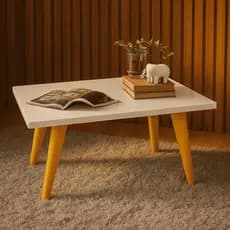 Mesa De Centro Retangular 50cm Com Pés Palito PVC Retro Decoração Sala De Estar Modernic