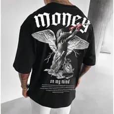 Camiseta Oversized Anjo Money Masculina Streetwear 100% Algodão Envio Rápido