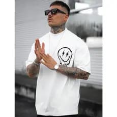 Camiseta Oversized Smile Derretido Camisa 100% Algodão Estampada Emoji Blusa Streetwear Envio Rápido
