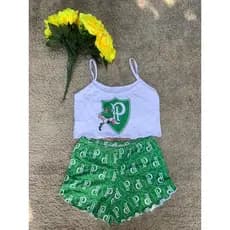 Pijama Feminino Alcinha Palmeiras Luxo Tamanho Único