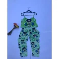 Croped Feminino Longo com Alças Finas Estampa Divertida Verde Tamanho Único