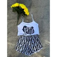 Pijama Feminino Alcinha Santos  Luxo Tamanho Único