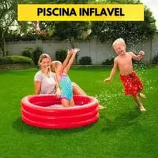 Piscina Inflável Infantil Capacidade 140 litros 1,22cm x 25cm Pvc Para Crianças Bebe Para Praia Piscina Campo Casa Super