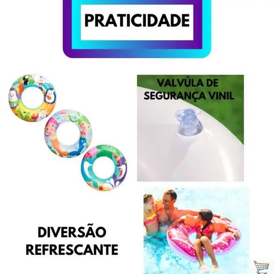 Boia Infantil Redonda Inflável 51 Cm Indicado Para Crianças De 3 á 6 Anos,Diversão e Lazer,Piscina,Praia