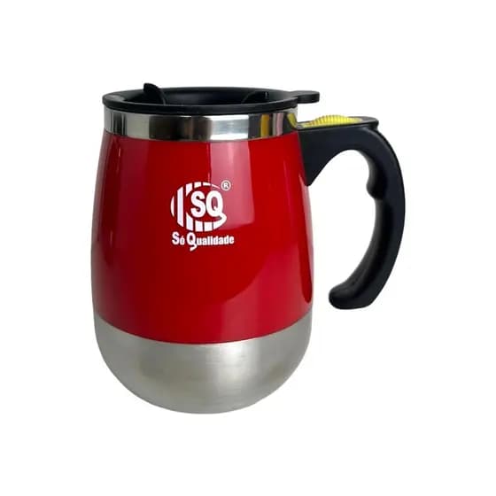 Copo Caneca Mixer Misturador Isotermica 400ml Aço Inox Com Tampa Antivazamento