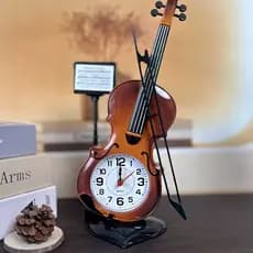 Relógio Violino Clássico Com Despertador Decorativo De Mesa