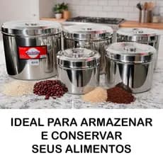 Kit Jogo 5 Potes Mantimento Latas Alumínio Reforçado Premium Tamanhos 14,16,18,20,22