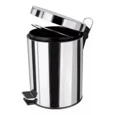 Lixeira De Aço Inox Redonda 3 Litros Casa Banheiro Lixo