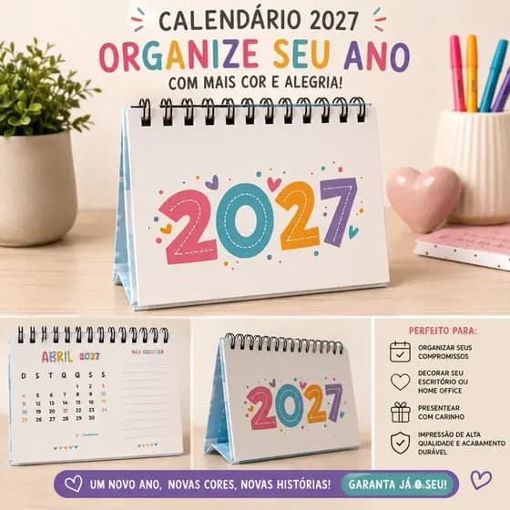 MODELO 2027 - CALENDÁRIO A6 DE MESA COLOR