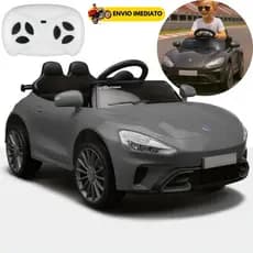 Carro Elétrico Infantil Esporte Com Controle Remoto Som 12v Cinza