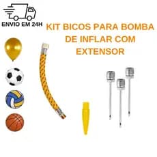 kit bicos para bomba de inflar encher bolas bexigas infláveis com mangueira 5 peças