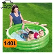 Piscina inflável infantil redonda 140 litros para criança para bebê bestway verde vermelha azul para bolinha para praia