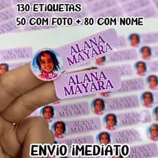 Kit 130 Etiquetas Escolares Personalizadas com Foto da Criança e Nome para Material Escolar