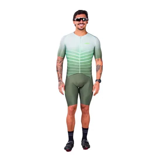 Macaquinho Triathlon Woom c/ manga 140 Masc Verde