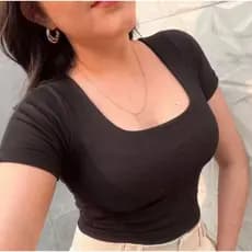 Cropped Blusa Feminina Forrado Tecido Ribaninha Gola Quadrada
