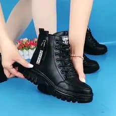 Nova Outono E Inverno Martin 2023 Botas Curtas De Couro Macio com Zíper Lateral Reto Grosso Sole GA199