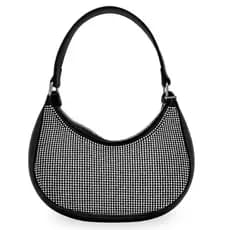 Bolsa Feminina Pequena de Festa com Strass Brilhante Alça Ombro Corrente Elegante