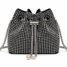 Bolsa Feminina Saco Strass Brilhante Alça Corrente Transversal Festa Elegante Moda