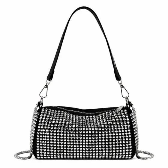 Bolsa Feminina Brilhosa Transversal Alça Corrente Ombro  Elegante Festa Noite Casual