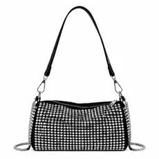 Bolsa Feminina Brilhosa Transversal Alça Corrente Ombro  Elegante Festa Noite Casual