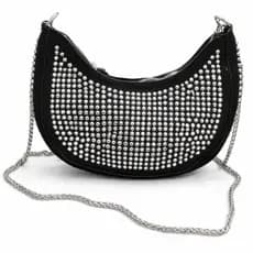 Bolsa Feminina Casual Transversal Corrente Ombro Festa Meia Lua Brilhosa Estilo Moderno