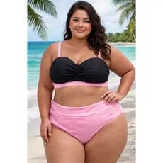 Biquíni plus size hot pants alça regulável bojo inteiro moda praia/piscina
