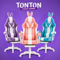 Cadeira Gamer com Massageador de Lombar e Orelhinha De Coelho Reclinável Ergonômica Giratória 150Kg