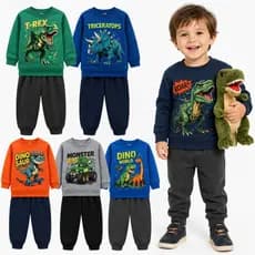Kit 2 ou 6 peças de Roupa Infantil Menino Inverno Conjuntos de Moletom Infantil Masculino Casaco e Calça Infantil