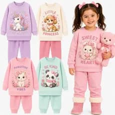 Kit 2 ou 6 peças de Moletom Infantil Feminino Inverno Conjuntos de Moletom Infantil Bebê Menina Flanelados