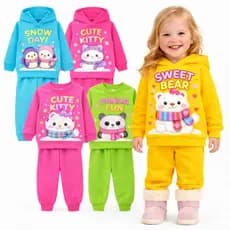 Kit Sortido 2 ou 6  Peças Moletom Roupa De Bebê Menina Infantil Inverno Conjunto Moletom Peluciado de Bebê para Frio