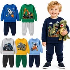 Kit Sortido 2 ou 4 Peças de Moletom Infantil Masculino Inverno Conjuntos de Moletom Menino Infantil Bebê Flanelado