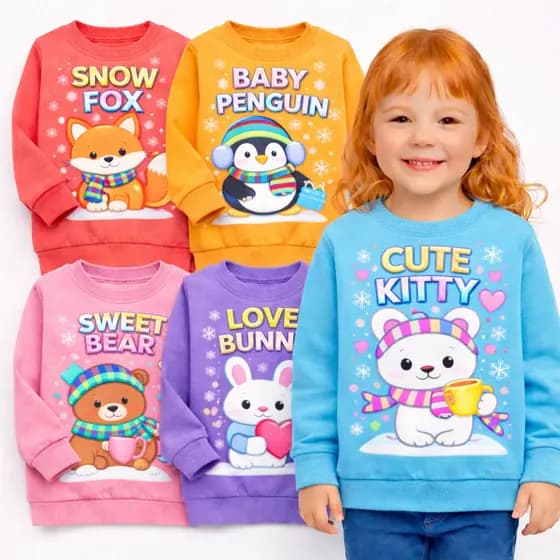 Kit Sortido 1 ou 2 Casacos de Moletom Feminino Infantil Bebê Blusa de Inverno Menina Manga Longa Moletom Infantil Bebê